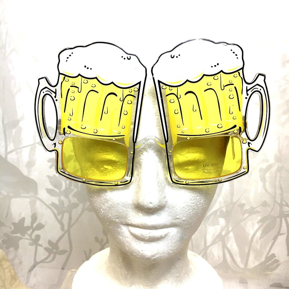 Beer Mug Yellow Adult Costume Novelty Sun Glasses NWT
